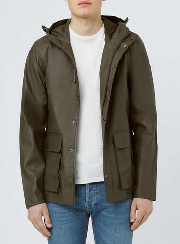 A Khaki Showerproof Rubberised Parka